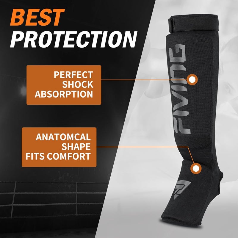 FIVING Shin Guards for Kickboxing, Muay Thai, MMA Fighting, Training, Instep Foam Protection, Leg Foot Protector, Martial Arts, Sparring, Boxing Gear - Image 3